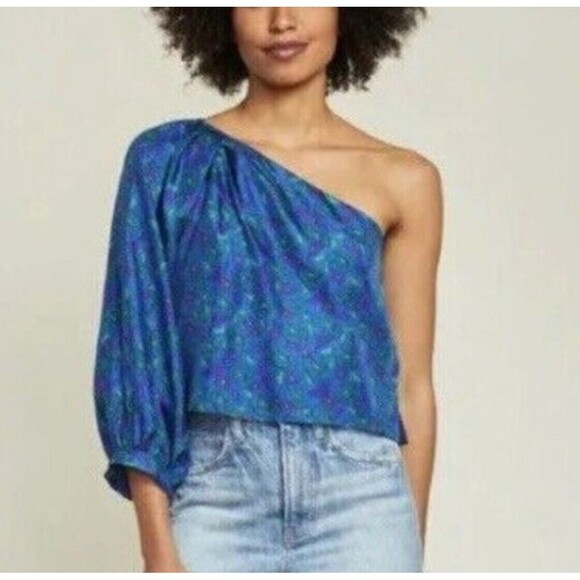 Veronica Beard Lyric Silk Top In Cobalt Multi Sz 6 New - Picture 1 of 11